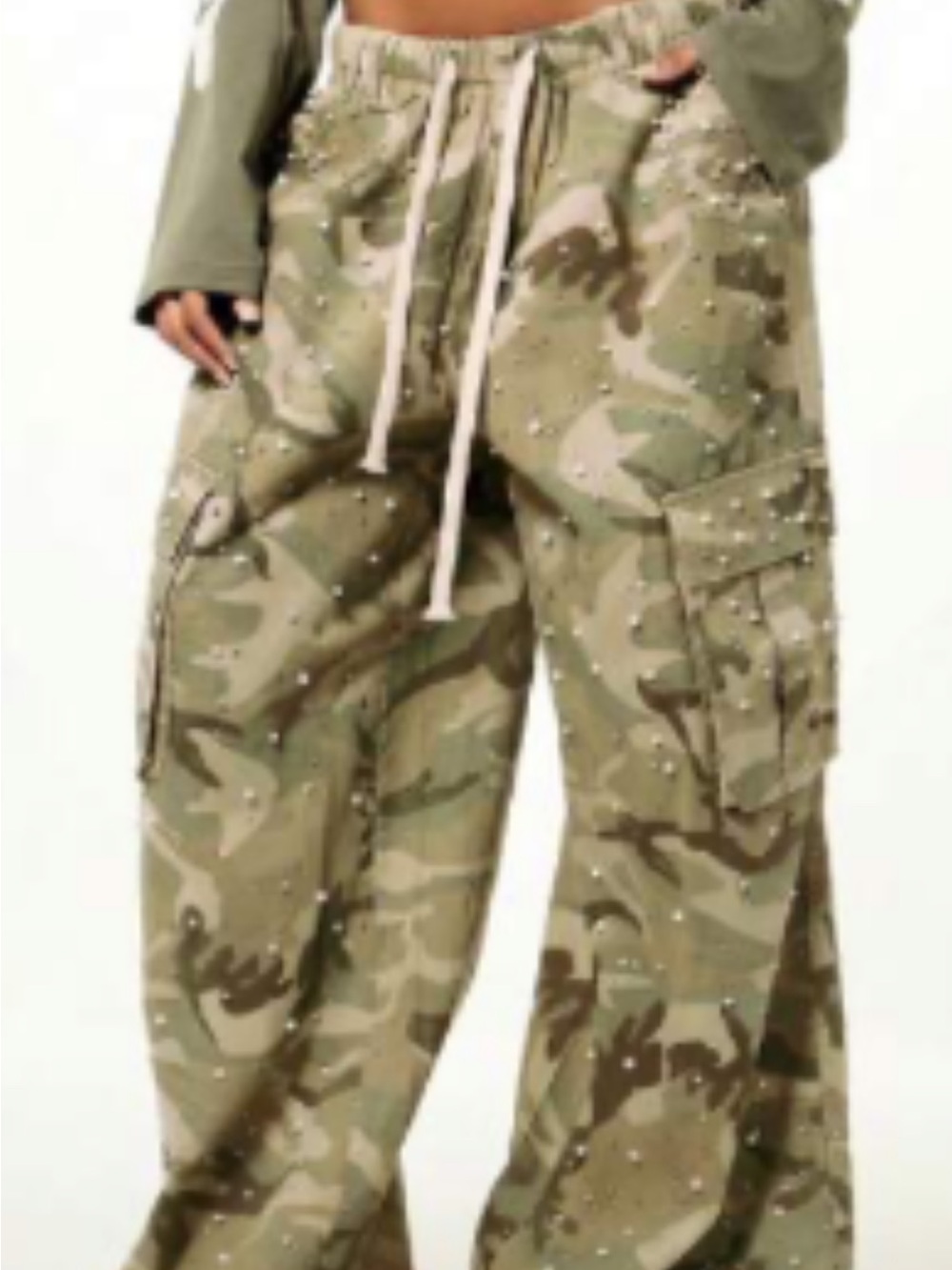 Embellished misguided Camo Cargo Pants - Olive Green